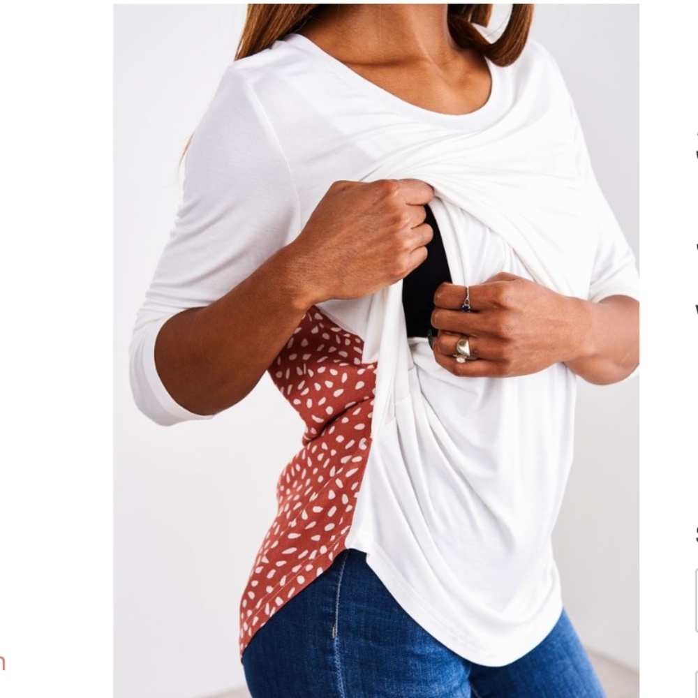 Latched Mama White and Rust Printed Back Contrast Raglan Sweatshirt - Picture 2 of 5